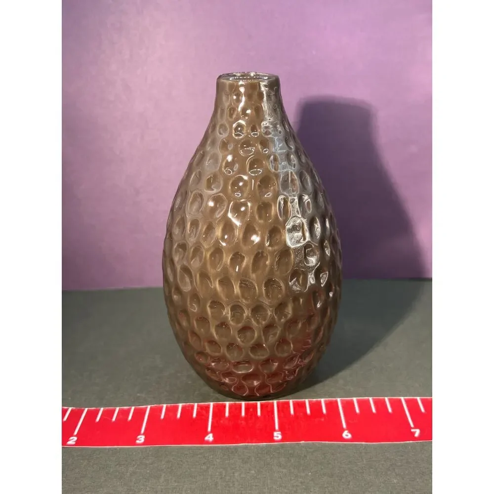 Dimpled Ceramic Brown Vase Modern Style 5in